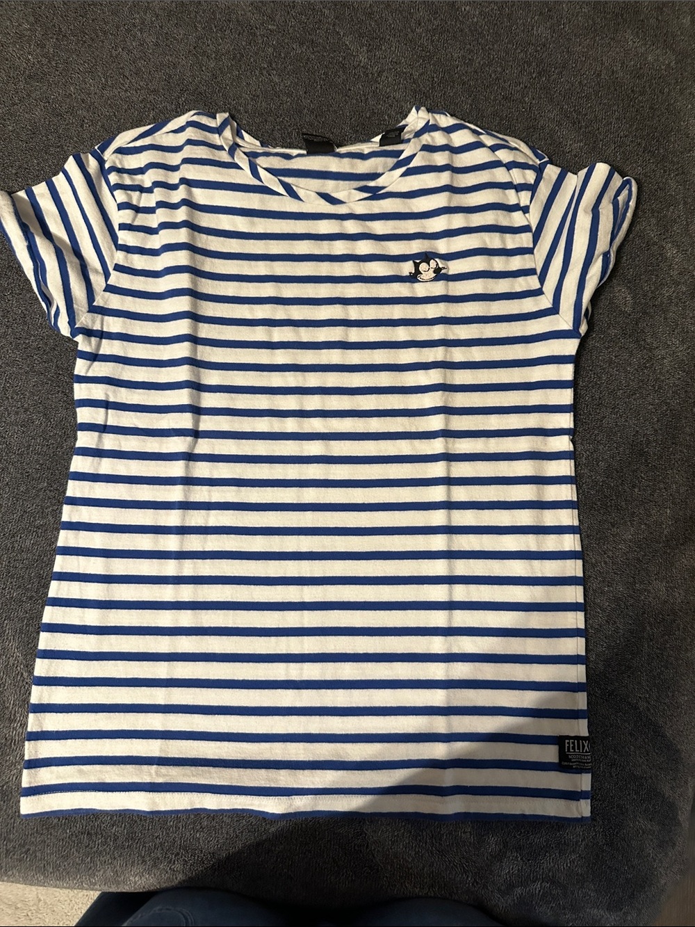 Scotch & Soda White and Blue Striped Short Sleeve Tee